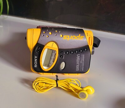 Rare Sony Sports Yellow Walkman WM-FS593 Radio Cassette Player