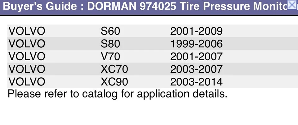 ✨Sensor sistema de monitoreo de presión de neumáticos Dorman 974-025 TPMS Volvo S60 V70 XC XV Foto 4 de 4