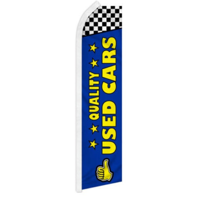 Pack of 2 Quality Used Cars Blue Swooper Feather Advertising Car Dealership Flag