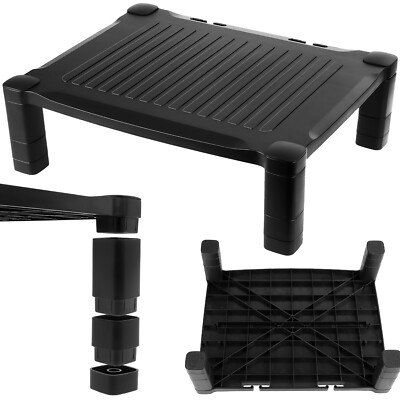 Monitorständer Bildschirmsteigung Computer Desktop Laptop schwarz Schreibtisch höhenverstellbar