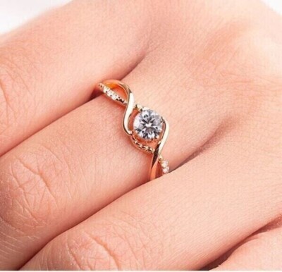 Twisted Promise Ring Round Cut Simulated Diamond 14k Yellow Gold  Plated - Main Image