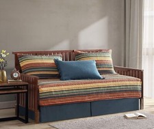 Chezmoi Collection Avery 5-Piece Multi-Color Striped 100 Washed Cotton Quilt...