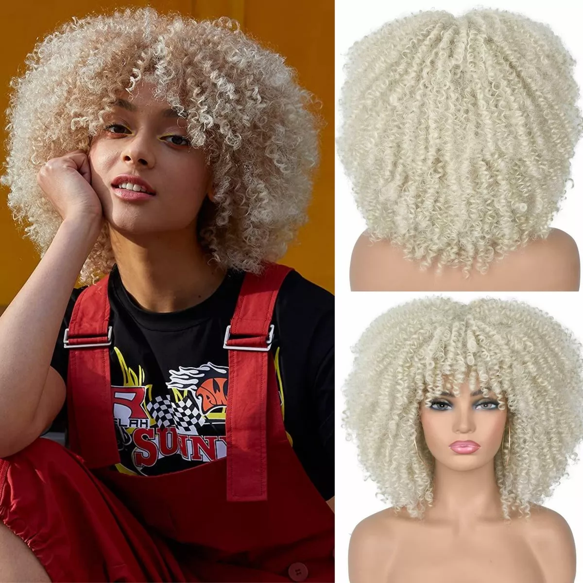 Short Curly Party Girl Hair (Black & Platinum)'s Code & Price