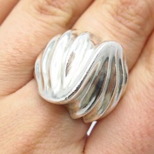925 Sterling Silver Vintage Mexico Modernist Wide Ring Size 7