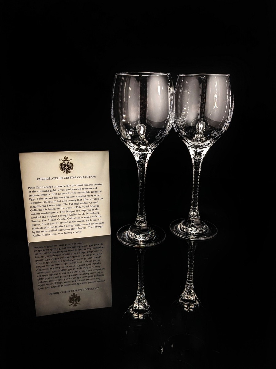 Faberge Bristol Clear Crystal Wine Goblets NIB | eBay
