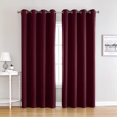 2X Blockout Curtains Thermal Bedroom 100% Blackout Curtains Fabric Pair Eyelet - Picture 10 of 36