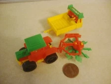 Vintage Bruder Mini Plastic Farm Truck Hay Rake Plus West Germany Miniature Toys
