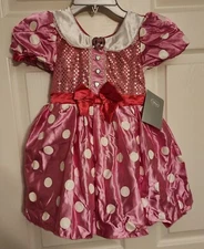 Disney Store Pink Minnie Mouse Sequin Costume Dress Child Size XS 4 Dress Up New