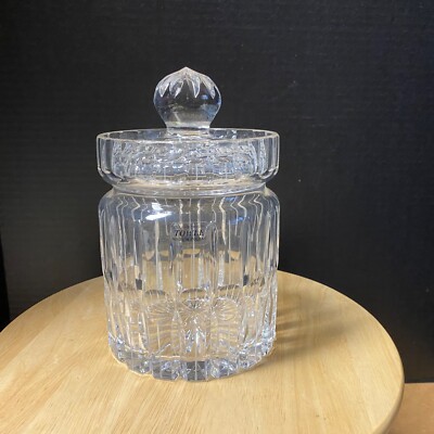 Towle 24% Lead Crystal Biscuit Cookie Ice Jar With Lid Made In Poland 8'' Tall