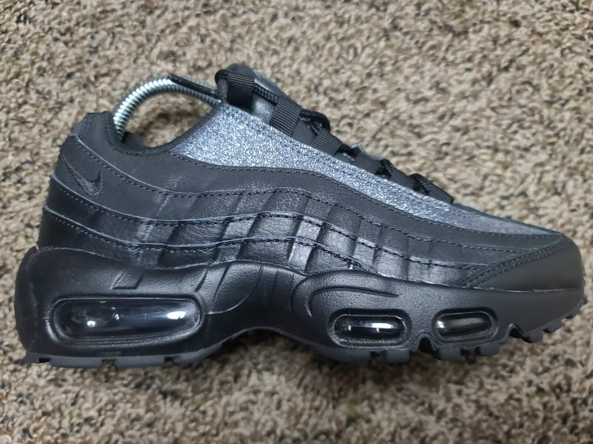 Normalización Centro de la ciudad Por nombre Nike Air Max 95 Premium Black Glitter Silver Metallic AT0068-001 Sz 6 RARE  | eBay