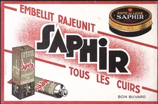 1940s Saphir Shoe Polish Beautifies Rejuvenates All Leathers FRENCH Label