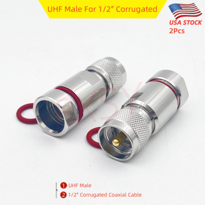 2pack UHF Male Connector For 1/2 inch Corrugated Coaxial Cable ANDREW LDF4-50A