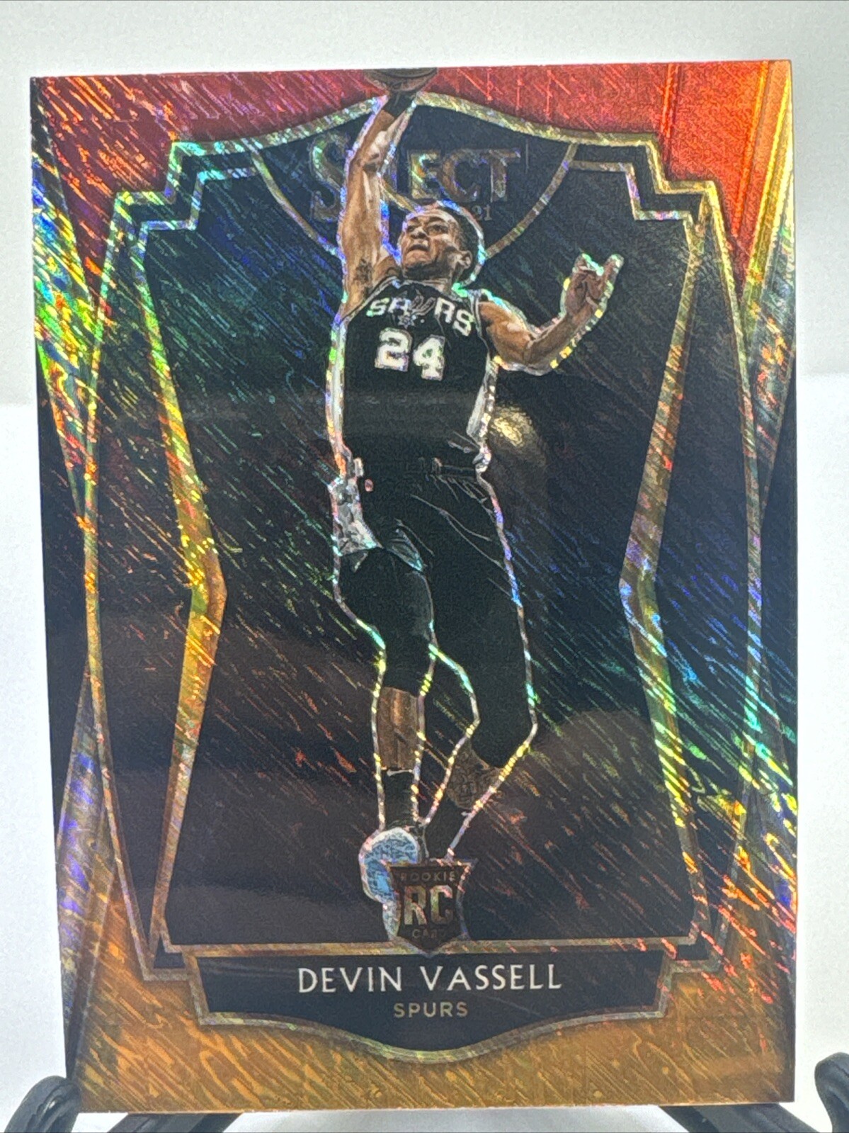 2020-21 Select Devin Vassell Red White Orange Shimmer Rookie Premier Level #179