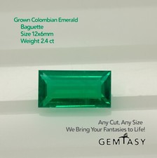 Cut stone - Lab grown Emerald Colombian hydrothermal, 12x6mm 2.4ct