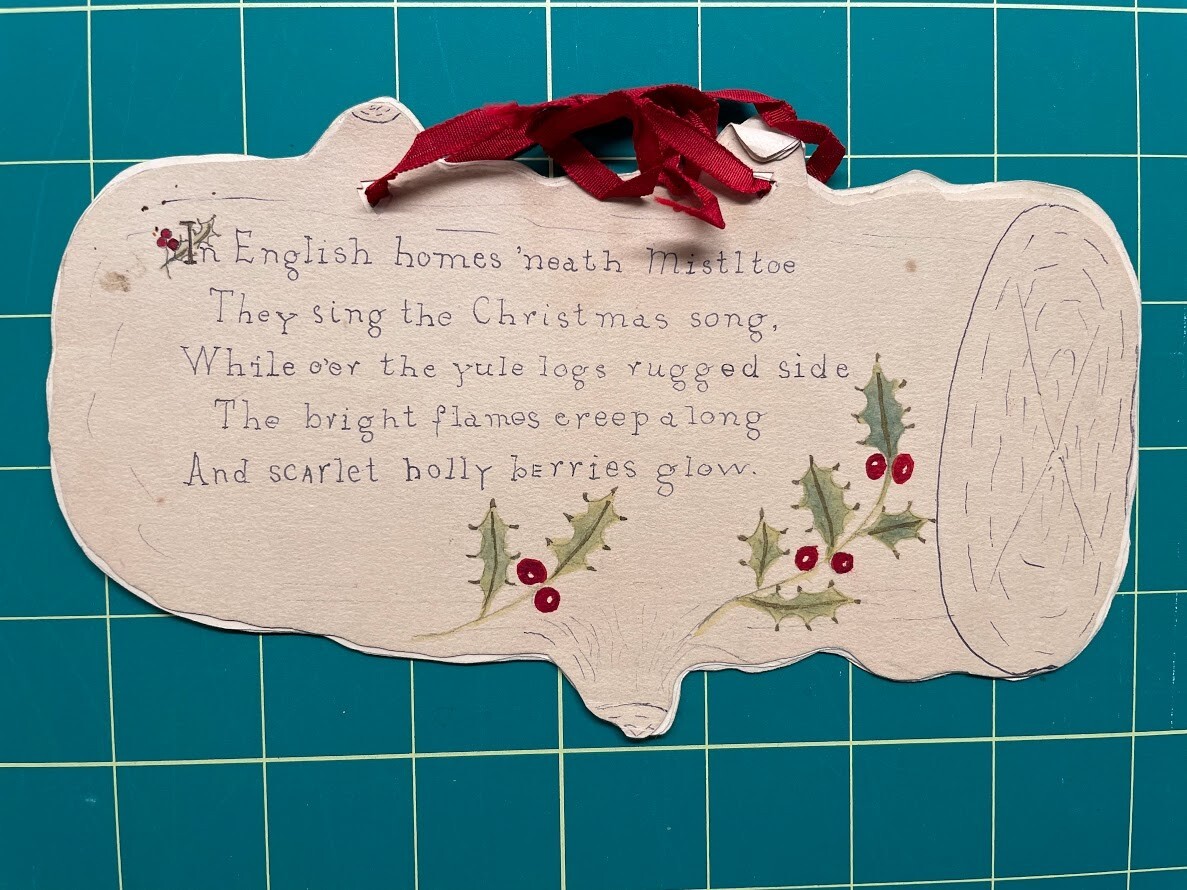 hand-made-christmas-folk-art-booklet-c-1900-looks-like-log-ebay for Christmas Towel Poem Free Printable Hand-made Christmas folk art booklet, c. 1900. Looks like log | eBay for Christmas Towel Poem Free Printable