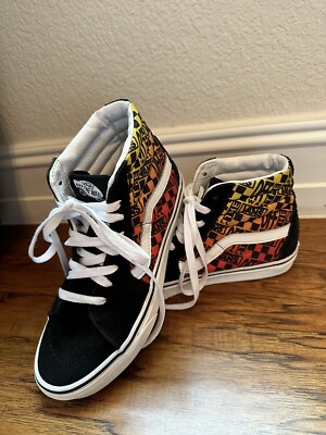 Vans Sk8-Hi Logo Flame Orange, Black & White Skate Shoes. Size5.5 M