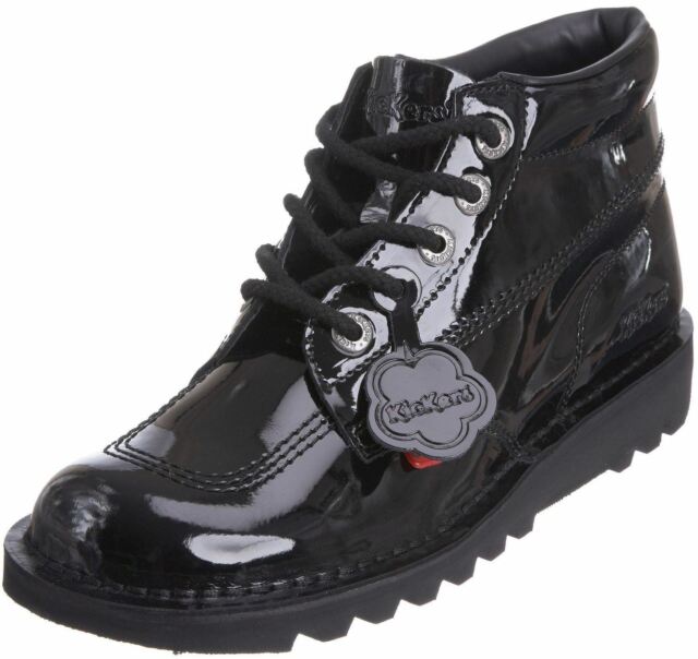 black patent kicker boots