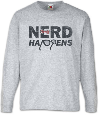 Nerd Happens Kinder Langarm T-Shirt Geek Nerd Owl Glasses Smart Gamer Fun
