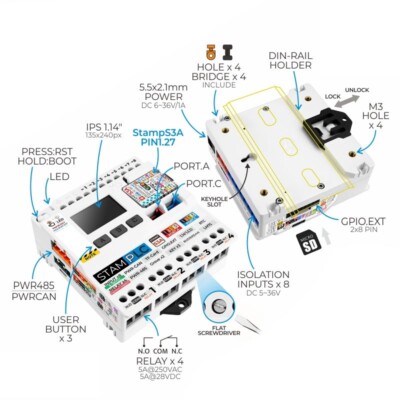 M5Stack StamPLC IoT Programmable Logic Controller ESP32S3 Cloud Data Monitoring/