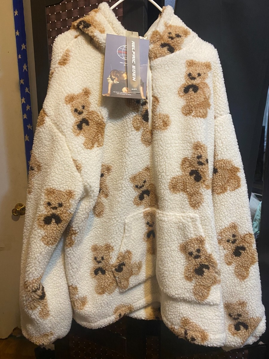 Aelfric Eden APO Bear Print Sherpa Fleece Hoodie Size X-Large