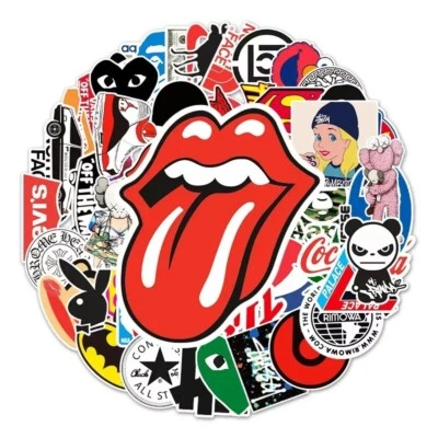 4 CLASSY GIFTS Random Logo Stickers Vinyl Decal Non Repeating Fun Humor Signs Pack Lot 57pc #1