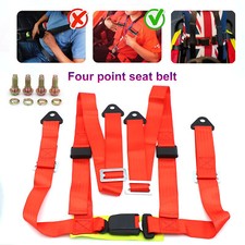 NEW 3 4 Point 4PT H-Style Car Safety Harness Racing Seat Belt Stitches Red UK