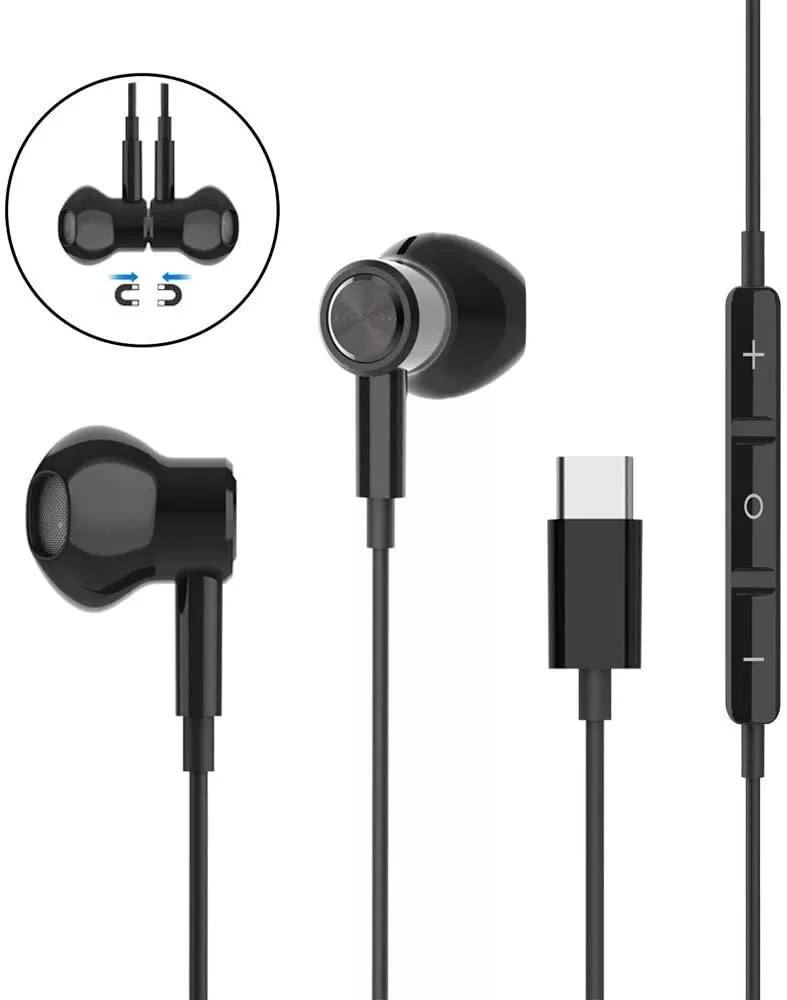 USB C Headphones HiFi Magnetic USB Type C Headphone USB C Earphones with Mic