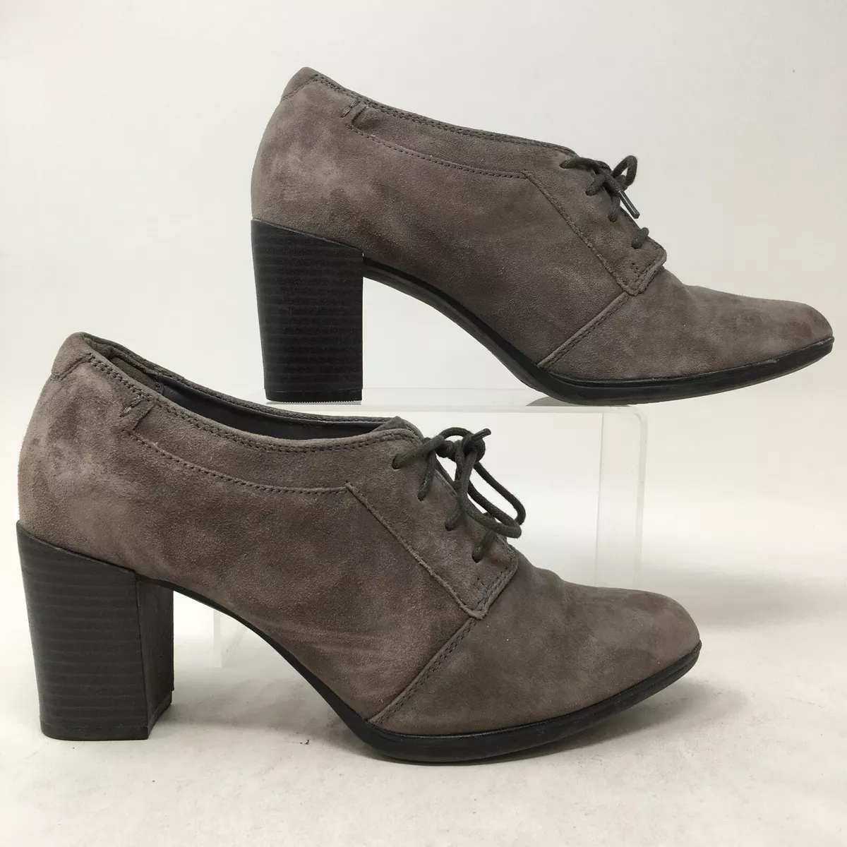 Clarks Boots Womens 8 Araya Hale Ankle Heels Lace Up 26121248 Gray