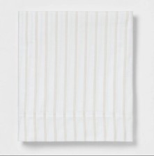 Threshold Full Kaki Striped Bed Flat Top Sheet