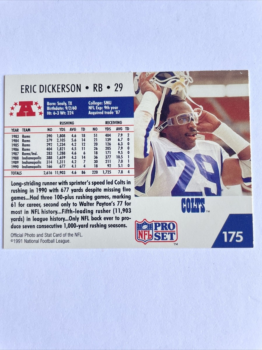 1991 Pro Set Eric Dickerson #175 NFL Football Card Indianapolis