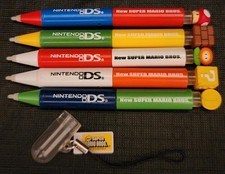 New Super Mario Bros Promo Stylus Set of 5 Rare, HTF w/Phone Strap Cap