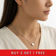 925 Sterling Silver Mini Heart Pendant Necklace Simple Choker Design
