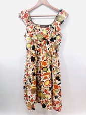 Y2K Speed Control Mustard Orange Smocked SZ M Babydoll Sun Dress U1027