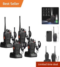 Compact Long Range Walkie Talkies for Adults - 16 Channels, Earpieces Included