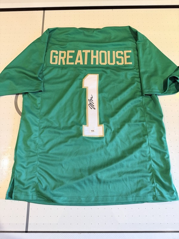 Jaden Greathouse Autographed Jersey Notre Dame Fighting Irish PSA Certified