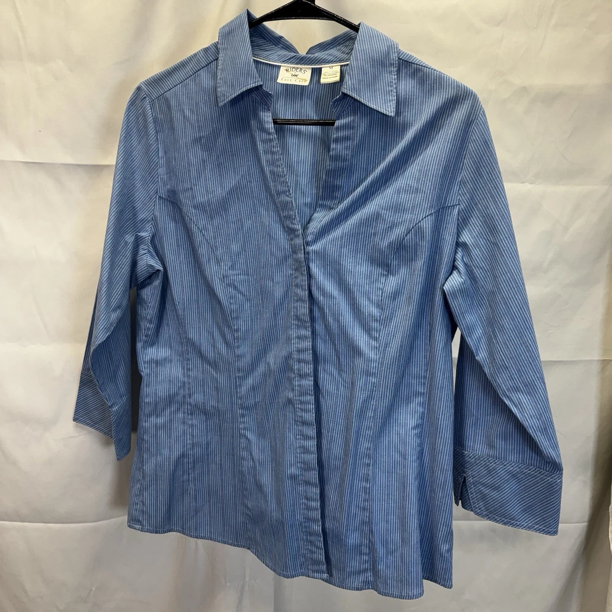 Haut femme Riders by Lee taille L blanc noir rayé manches 3/4 boutonné