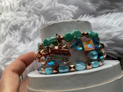 Bomb party 2023 Summer Stack Camper charm Blues teals rose gold plated