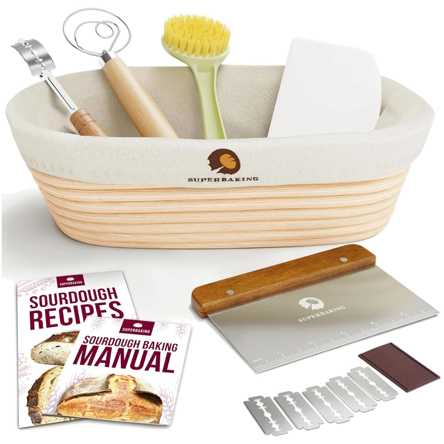 Handcrafted Oval Banneton Basket Set - Bread Proofing Kit