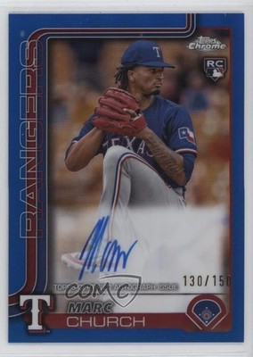2025 Topps Chrome Rookie Blue Refractor 130/150 Marc Church #RA-MAC Auto RC 4g8