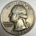 1958 D Washington 90% Silver Quarter Circulated Condition 25c US Coin - 2767