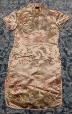 Asian Girl Chinese Traditional 1 Pc Dress Outfit Medium Size 12 Gold Butterflies