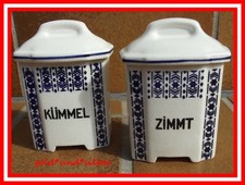 ART NOUVEAU Darmst&auml;dter JUGENDSTIL Porzellan GEW&Uuml;RZDOSEN wei&szlig; BLAU K&uuml;mmel ZIMMT
