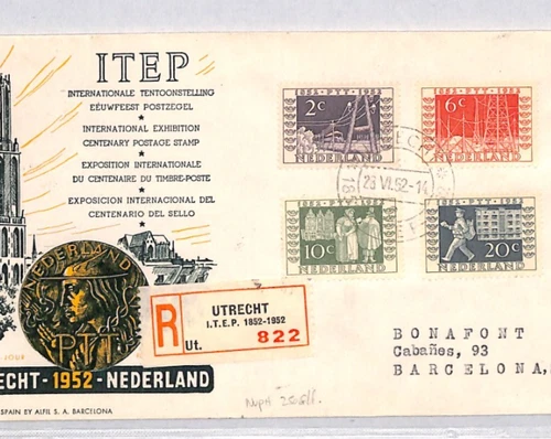 NETHERLANDS 1952 FDC Illustrated *ITEP* First Day Cover Utrecht CDS YG339