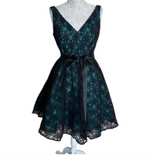 NWT Morilee Madeline Gardner Fit and Flare Gown Black Lace overlay size 12