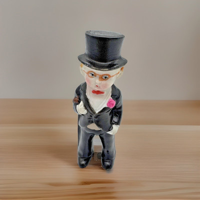 Vintage Bisque Gentleman Figurine Made in Japan Top Hat Dapper Man 4''