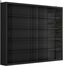 Vetrina a Parete Clario, Nero, Con 4 Ripiani