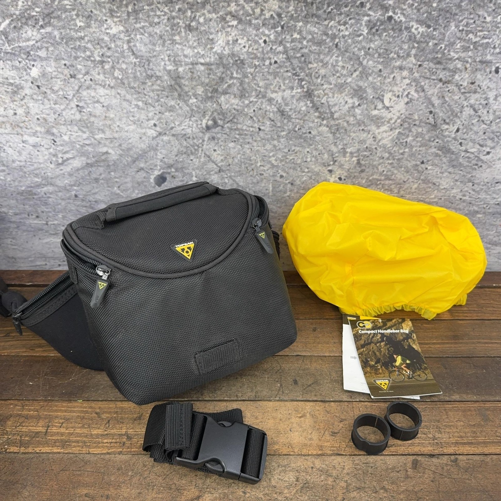 (New with defects) Topeak Compact Handlebar Bag Small Black Bike Fanny Pack Rain Cover 615g Cycling (55.99 USD)
