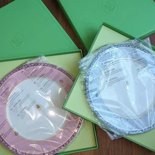 SWAROVSKI Rosenthal Signum Pink Blue Plate 23cm Pair Set Giovanna Engelbert