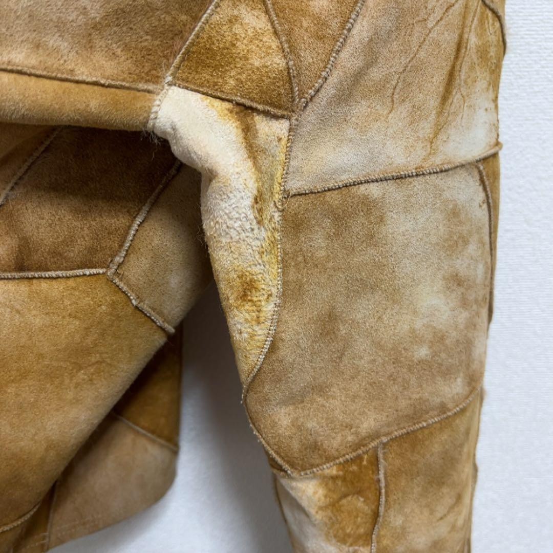 Vintage Leather Patchwork Jacket M Fur Shearling … - image 10