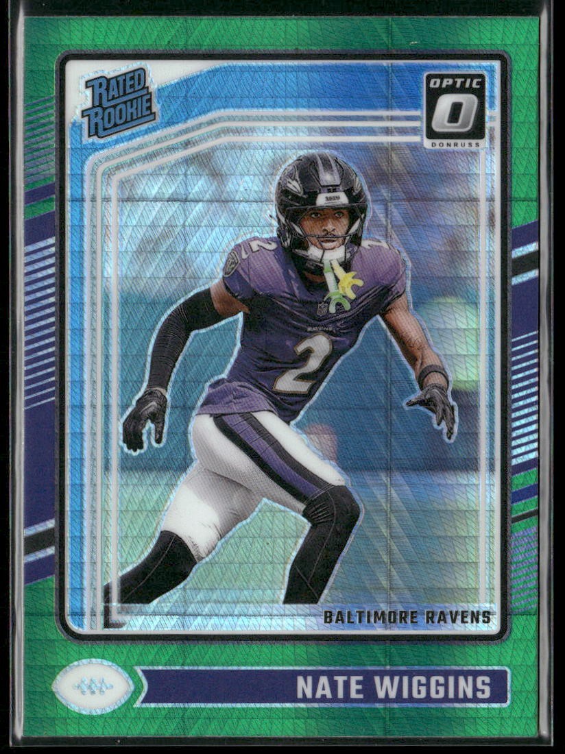 2024 Donruss Optic #281 Nate Wiggins Green Hyper Baltimore Ravens RC
